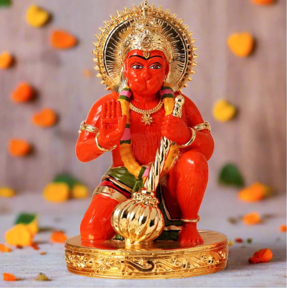 Bhakti Samagri Gold Plated Sinduri Hanuman Ji...
