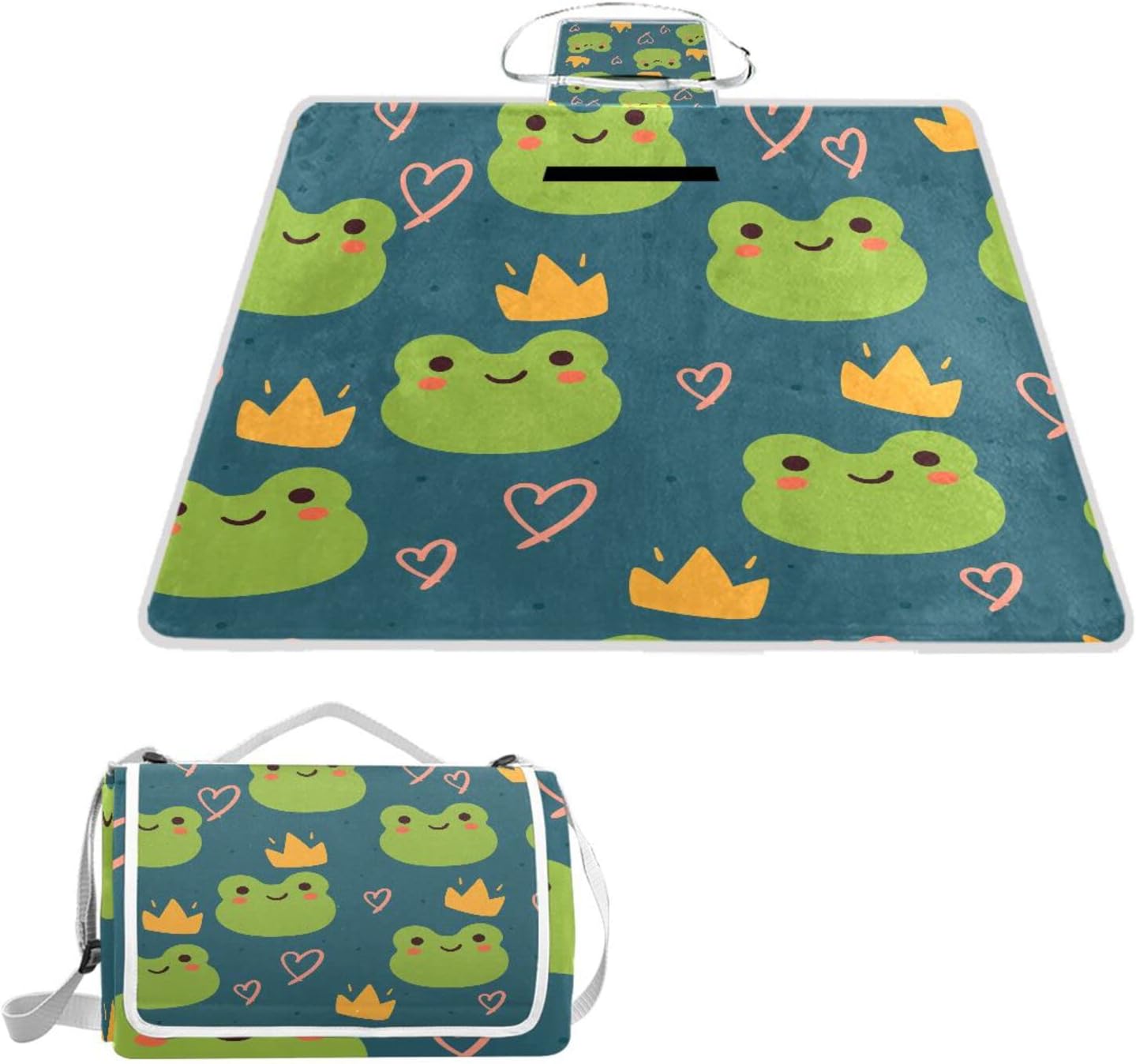 レジャーシート レジャーマット 厚手 アルミ 折り畳み 防水 コンパクト 大判 深緑 蛙 かえる 可愛い 花見 キャンプ 軽量 ピク