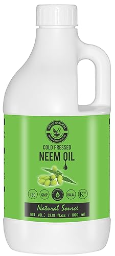 Aceite de neem orgánico (10.15 fl oz) Certificado USDA, 100% puro y natural, aceite de neem virgen prensado en frío, bueno para la piel seca para