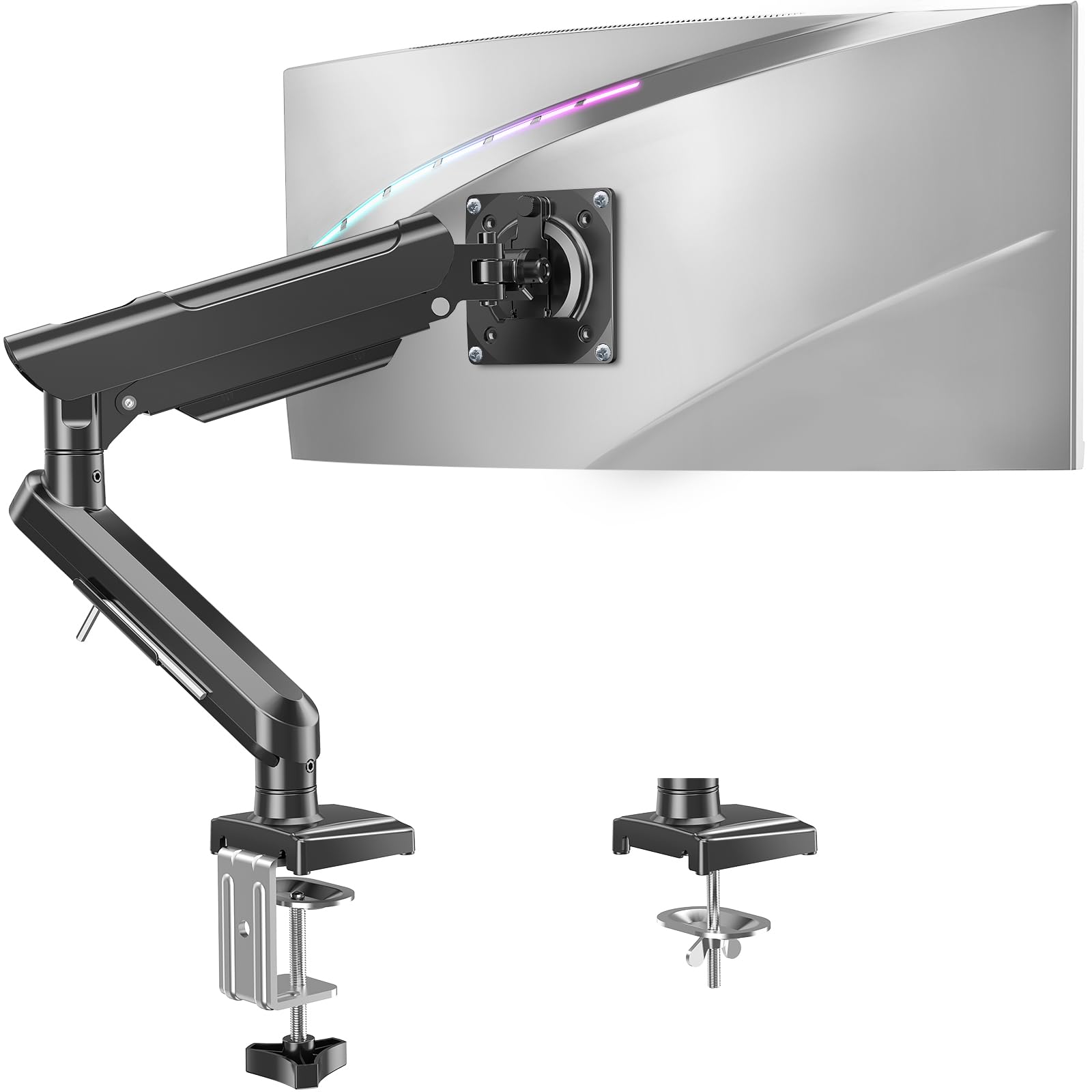 Single Monitor Mount for 32 27 24 22 inch Screen, Monitor Arm Holds 4.4-22 lbs, Monitor Desk Mount, Gaming & Home Office Use, VESA 75x75mm & 100x100mm, Freelift Pro Black