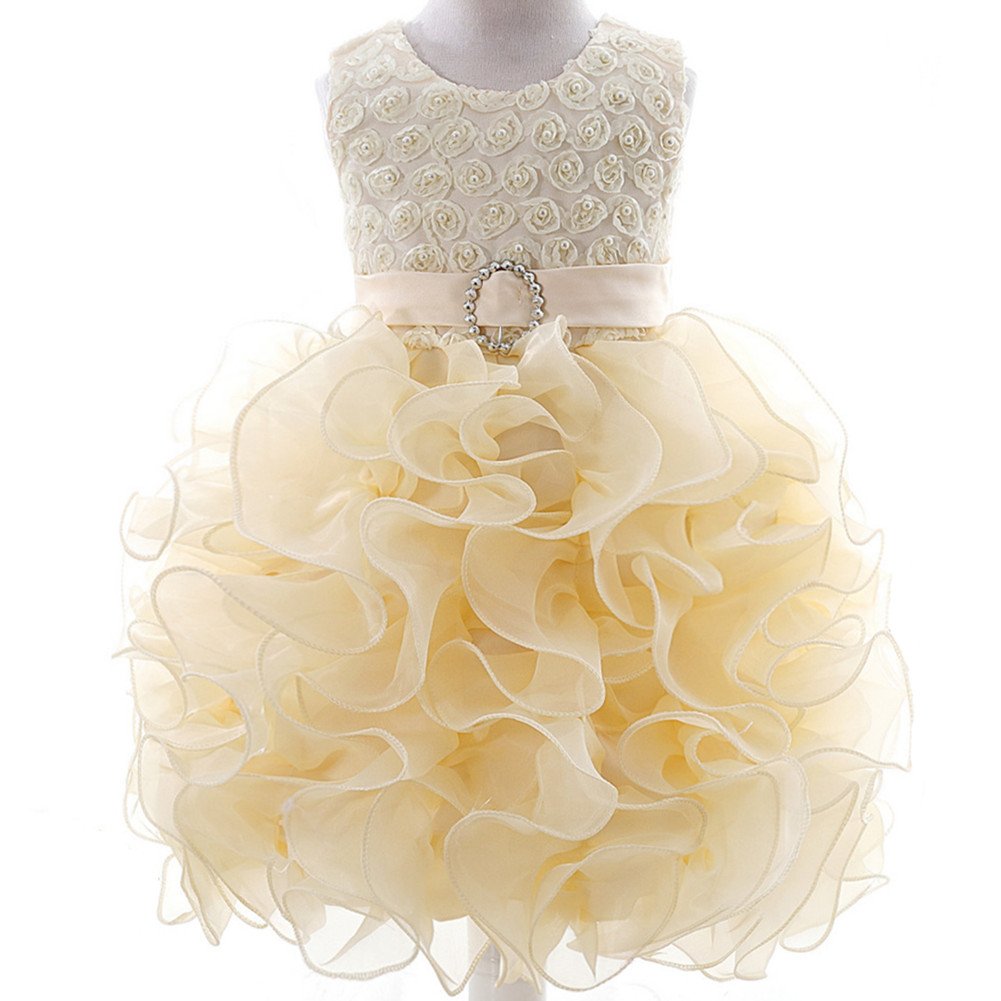 OushinyGirls' Beads Bodice Tiered Dress Princess Costume 5 Colors for 2-10