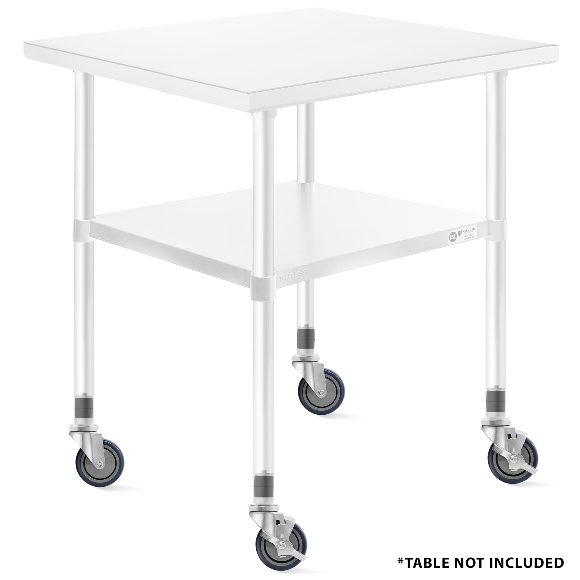 KUTLER 4-Inch Caster Wheel Set for Commercial Kitchen Prep Work Tables - Set of 4 Swivel Casters 2 with Brakes and 2 Without Brakes