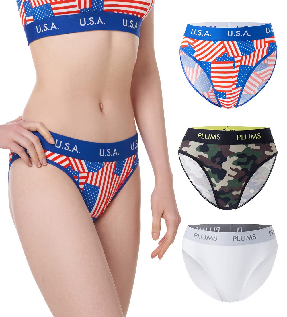 Buy PLUMS Underwear Co. Women's BikiniBrief (Updated Sizing), Camo