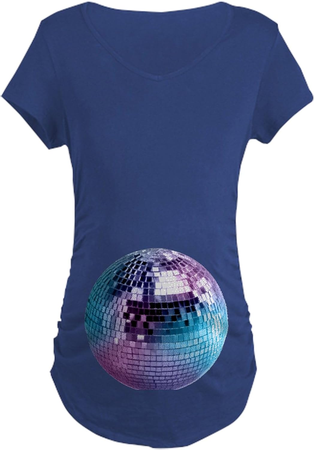 CafePress Disco Ball Graphic Maternity Dark T Shirt Women's Maternity Ruched Side T-Shirt