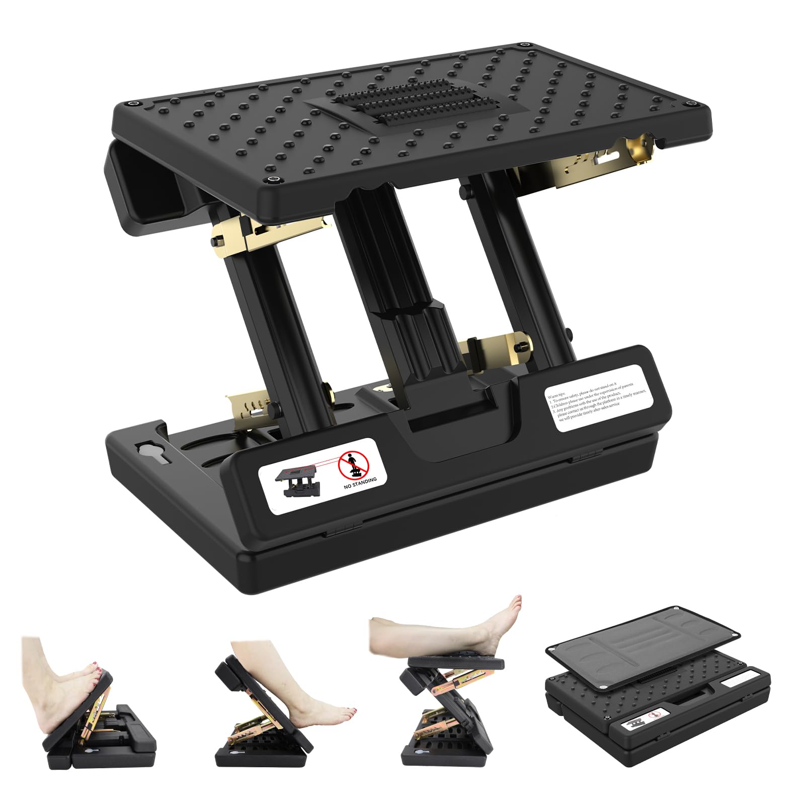 Fußstütze für unter dem Schreibtisch bei der Arbeit, höhenverstellbare Fußstütze, mit Massagerolle und weichem Pad, faltbar, ergonomisch, für Auto, Büro, Computer, Gaming, verstellbarer