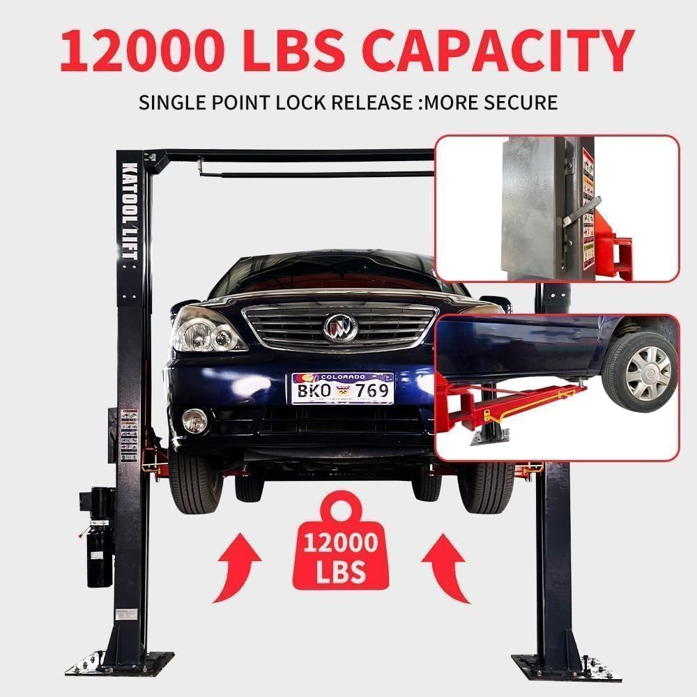 4.0HP 12000lbs Single Point Lock 2 Post Lift 220V AM120SD Car Lift Auto Lift Two Post Car Lift (AM120SD)