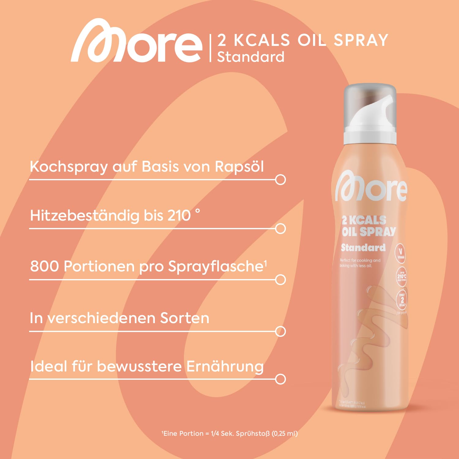 MORE 2 Kalorien Ölspray, normal, 4 x 800 Sprühstöße, Spray zum Braten, Backen & Grillen