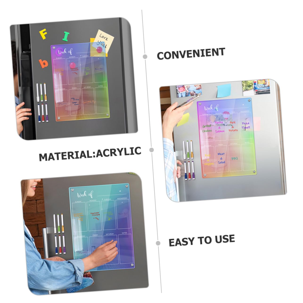 DOITOOL 1 Satz Notepad Pen -Set Magnet Planen Sie das Whiteboard planen wöchentlich monatlich Zeitplan kühlschrank weiße Tafel aus Acryl Acrylplatte für die Wand