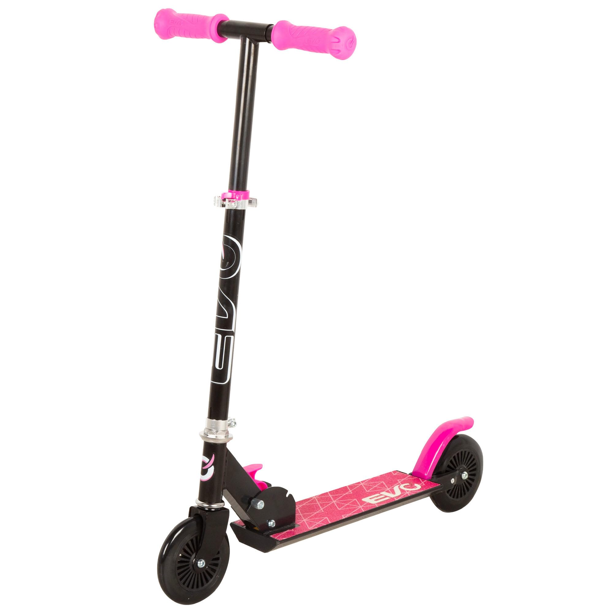 ColorBaby EVO 2-Wheel Folding Scooter, Pink, Adjustable Handlebar, 3 Heights, Rear Brake, ABEC-5, Size 65 x 32 x 76 cm, Maximum Weight 50 kg, Toys for Children 5 Years, Children's Scooters (54343)