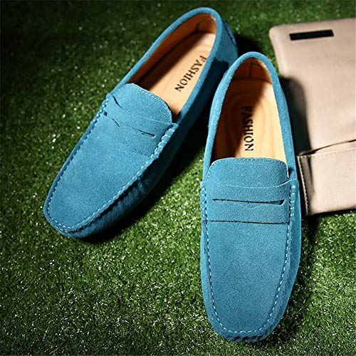 Image of ANUFER Men's Suede Leather Penny Loafers Comfort Driving Shoes Moccasin Slippers