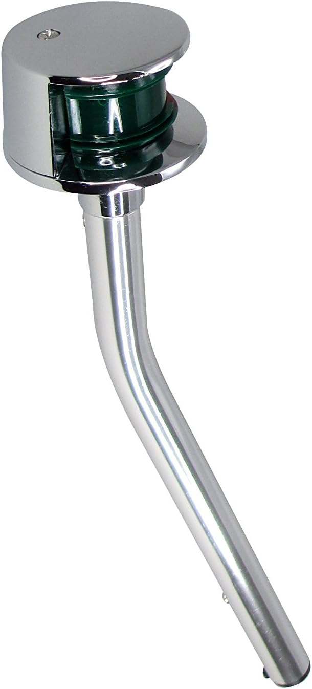 Pactrade Marine Boat Bi-Color Zinc Chrome Stowaway Plug in 10 Degree Angled Pole Navigation Light 10 inch 12V 7.5W 1 Mile Non LED