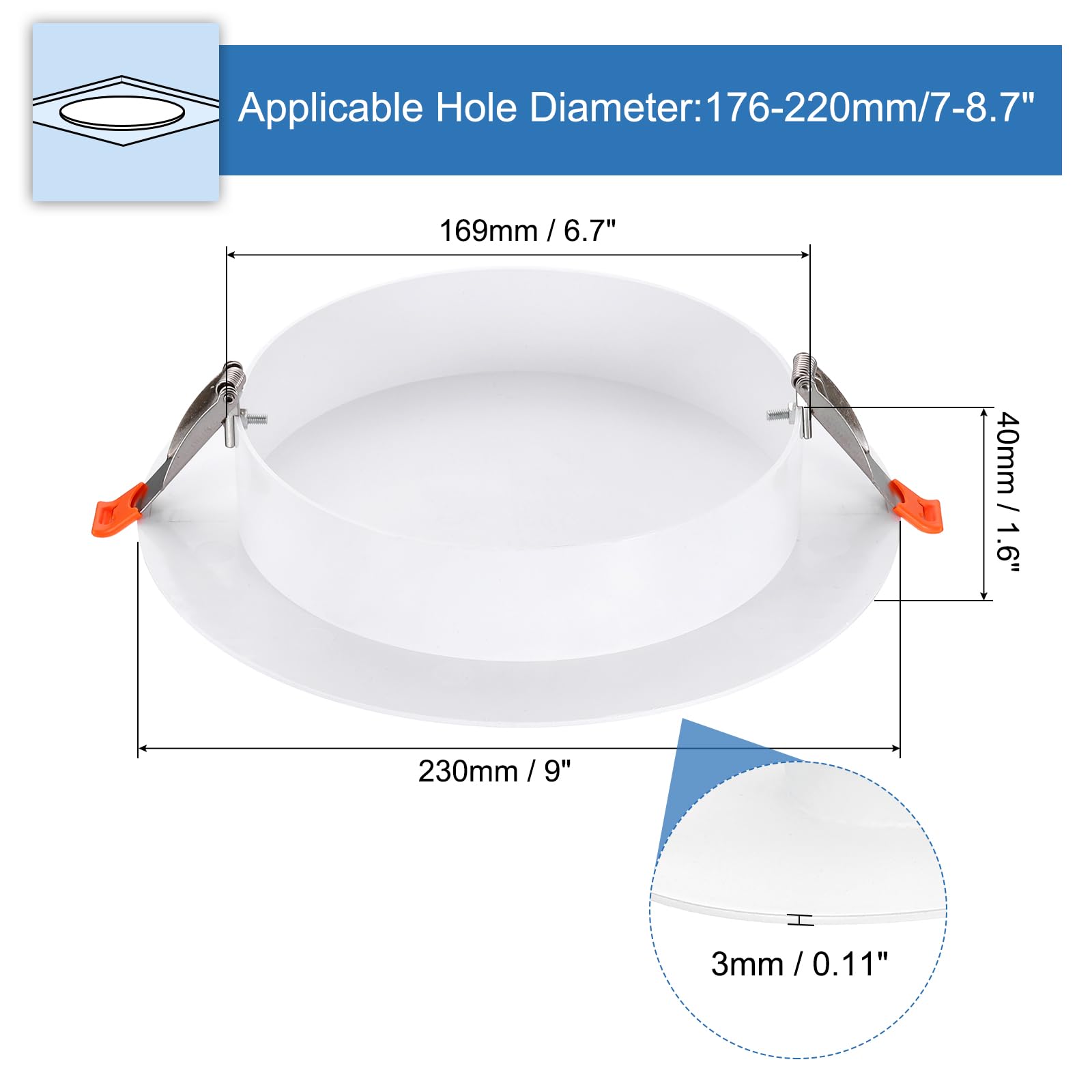 PATIKIL 230mm / 9" Diameter Spring Ceiling Hole Cover Plate - Image 2