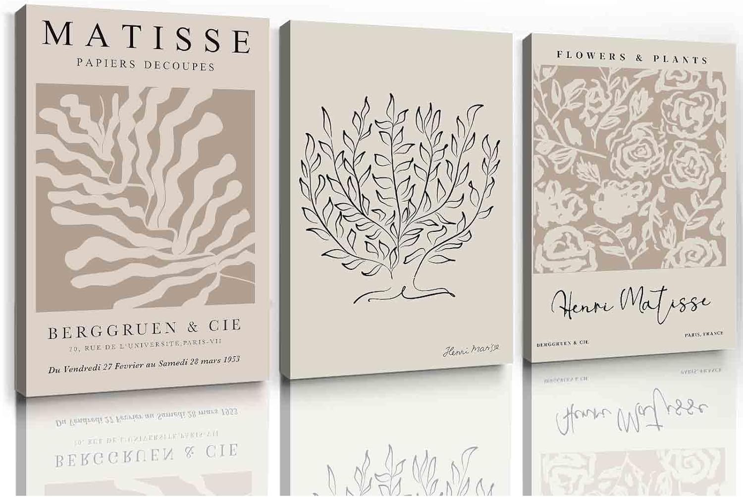 Beige Matisse Wall Art Matisse Abstract Aesthetic Matisse Poster Henri Matisse Wall Art Prints Boho Matisse Posters Neutral Matisse Prints Minimalist Matisse Wall Art Room Decor 16x24inx3pcs No Frame