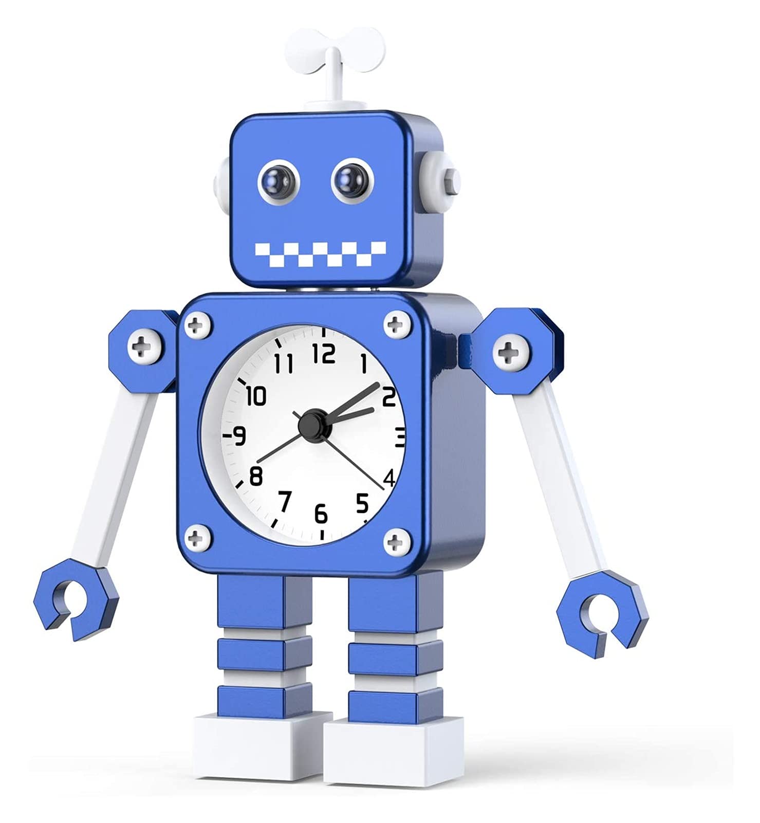 Budzik dla dzieci, robot budzik dzieci analogowy budzik bez tyknięcia cichego budzika dla chłopców dziewcząt, najlepszy prezent (niebieski) (Color : Blue)