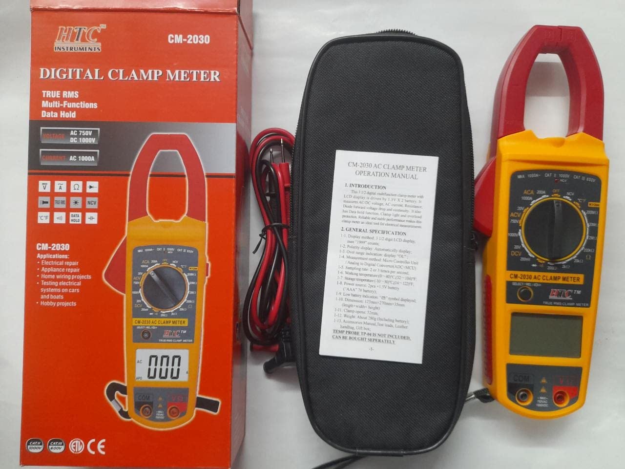 Rytee Sales HTC Digital AC Clamp Clip-on Meter 1000A Tester , Multicolour - Image 8 thumbnail
