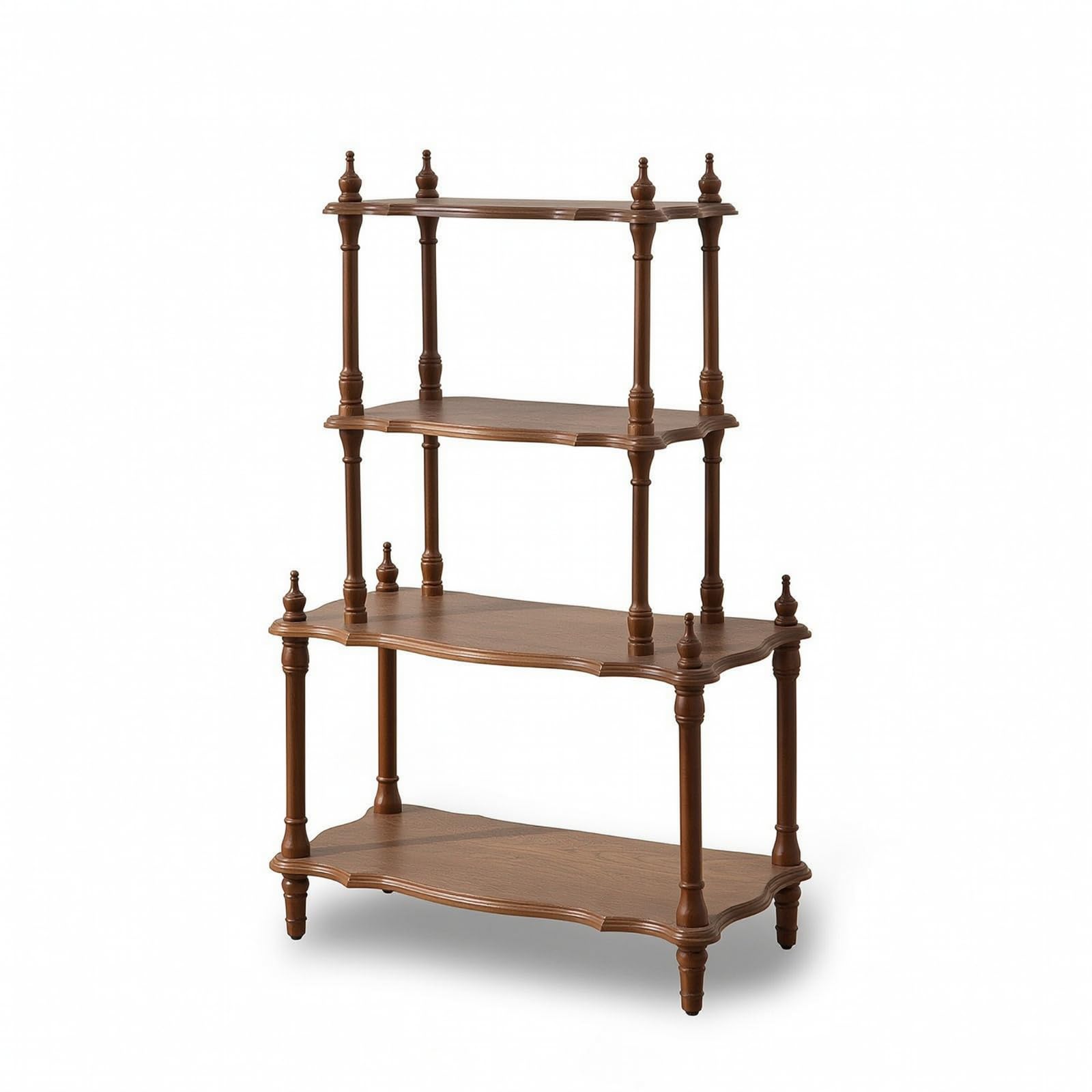 Bücherregal mit 4 offenen Regalebenen Vintage Regal mit Seitenstangen mehrstöckig Regal vier Böden für Blumenladen