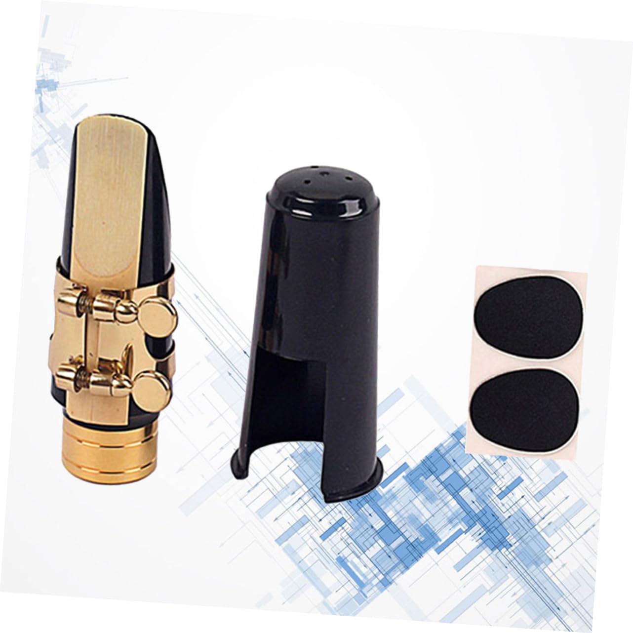 BESPORTBLE Sassofono Contralto con Fibbia ad Anello Toppe per Ance Cuscinetti e Cappuccio Oro e Nero Sostituisci Vecchi o Rotti Include Ancia e Cuscinetto