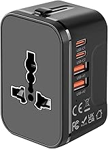 rts PD20W (2 Type C 2 USB) Travel Essentials Universal Travel Adapter with 1920W Heavy Duty Power Built in Dual USB & Type C Fast Charger Ports Plug International All in One Portable Travel Adapter