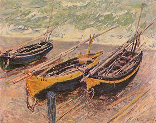 Three Fishing Boats Claude Monet grande affiche mat pour salon marin