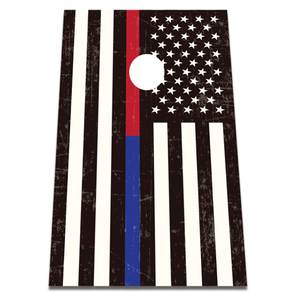 VictoryStore Thin Blue Line and Thin Red Line American Flag Bag Toss in Support of First Responders Police, Firefighters, EMS