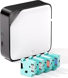 Label-Maker-Machine-with-Tape D1600 Portable Bluetooth-Label-Printer Wireless Labeler Label Maker Machine for Home & Office Organization, Mini Sticker Maker with Multiple Templates,White-Black