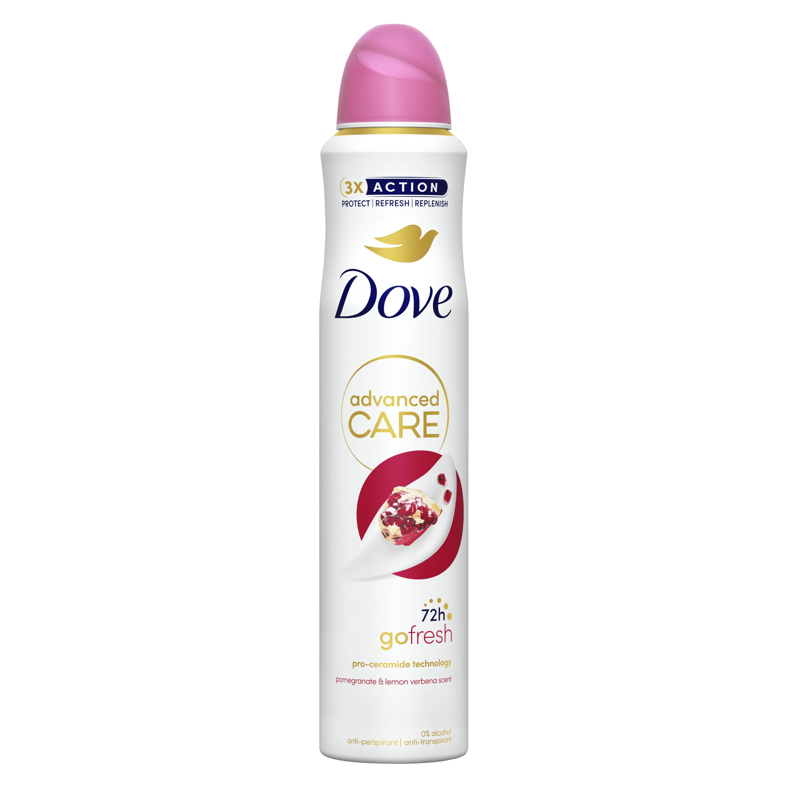 DoveAdvanced Care Go Fresh Pomegranate & Lemon Verbena Scent Women's Antiperspirant Deodorant Spray for 72 hour protection against sweat and odour with Pro-Ceramide technology 200 ml