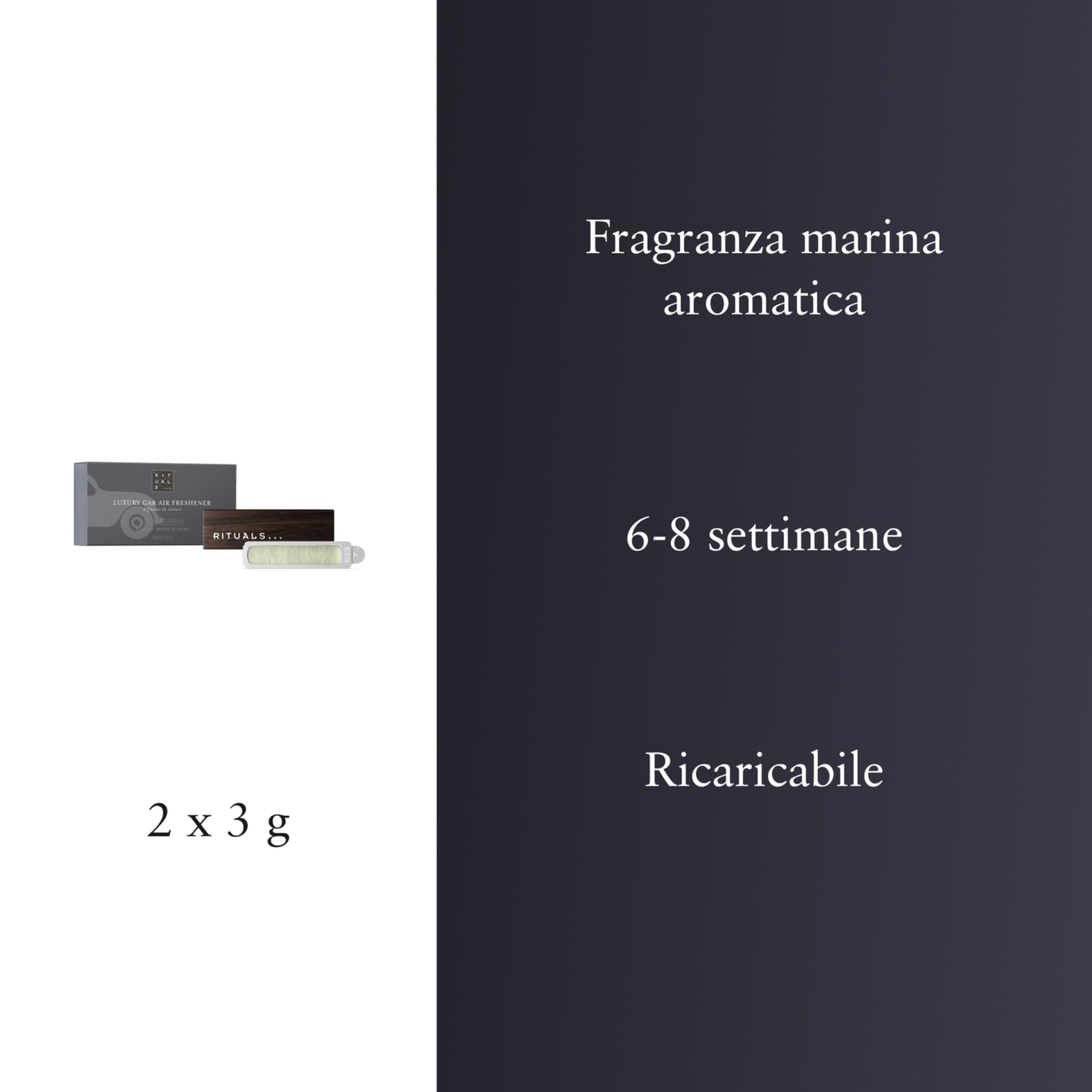 RITUALS The Ritual of Homme Ambientador de Coche Set – 1 Soporte de Madera Reutilizable + 2 Recargas – Ámbar Árabe y Almizcle – 2 x 3 g