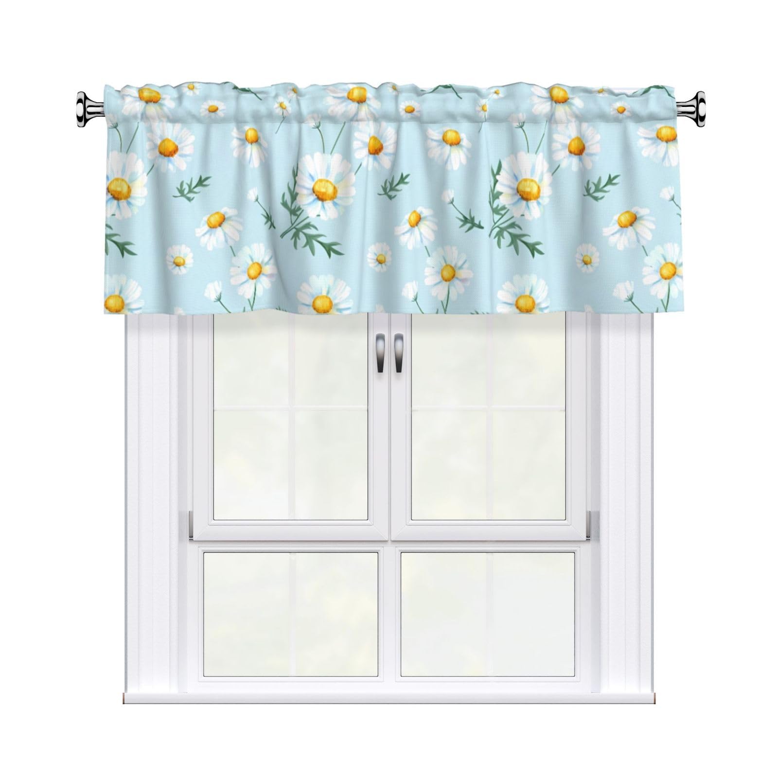 WHJSSF Daisy Prints Housewarming Gift – Peach Skin Window Valance 54x18 for a Cozy Kitchen Refresh