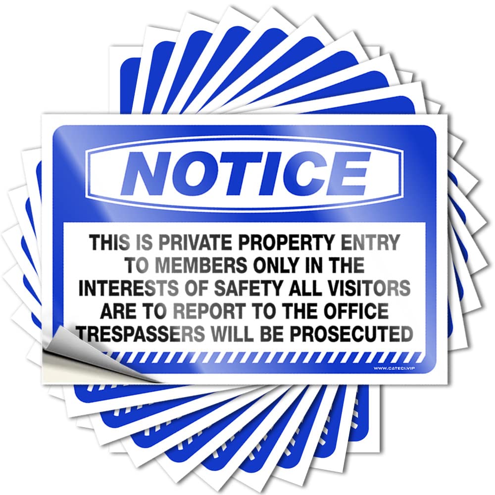 Indie Teens Sticker - Notice This is Private Property Entry to Members Window Waterproof Vinyl Sticker(8X12CM)