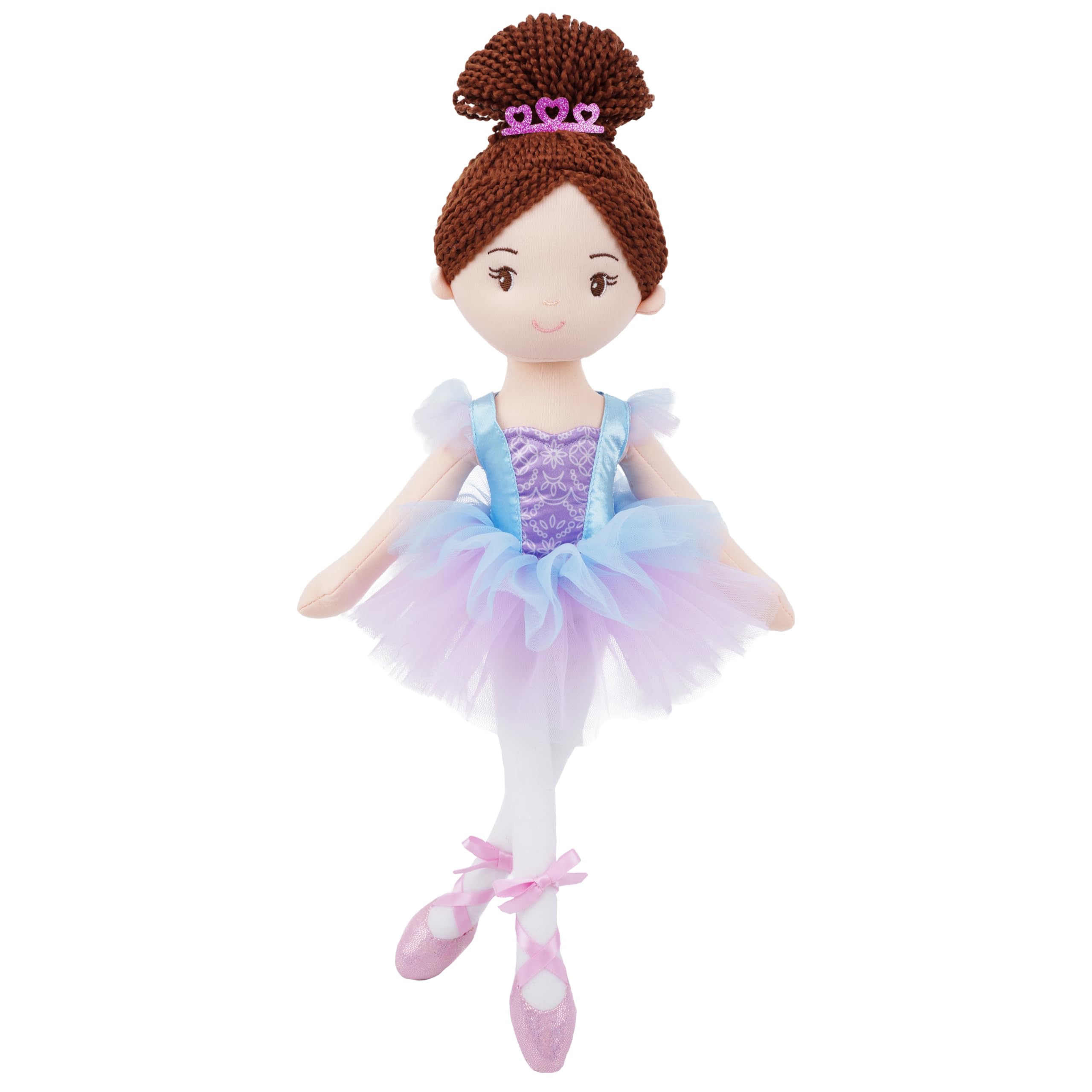 Lullaberry 40cm Ballerina Doll Bella, Soft Plush Dance Recital Gift for Girls, Stuffed Ballet Doll with Purple Tutu and Tiara