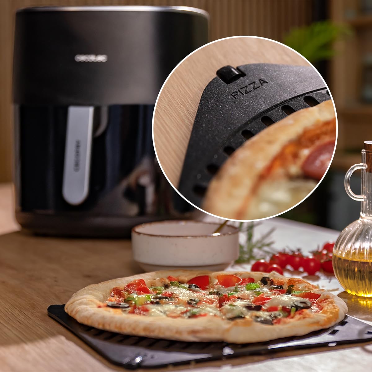 Cecotec Bezolejowa frytkownica powietrzna Cecofry&Grill Duoheat 6500. Grill, żelazko do pizzy, podwójna rezystancja 2200W, okno podglądu, 12 menu, Temp. 40-200°C, gotowanie 3D, brązowienie i