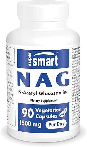 Supersmart NAG 1,500 mg (N-acetil glucosamina) por día, apoya la movilidad de las articulaciones y la función intestinal, sin OMG y sin gluten, 90