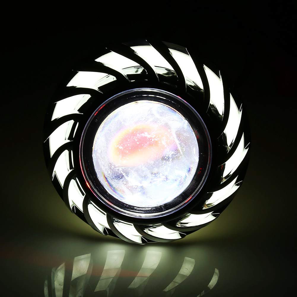 Duokon Angel Devil Eye Spot Light, Faro Moto LED Obiettivo Proiettore Dual Halo Angel Devil Eye Spot Light (Bianco)