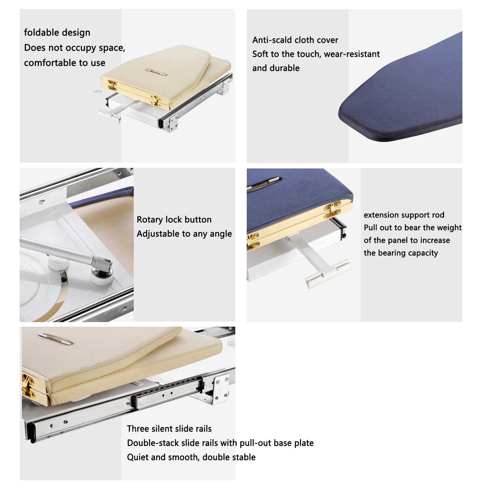 Tabla De Planchar para Centro De Planchado Mini Estante De Planchado Oculto En El Armario Plegable del Armario Doméstico Hogar (Yellow,81x31cm)