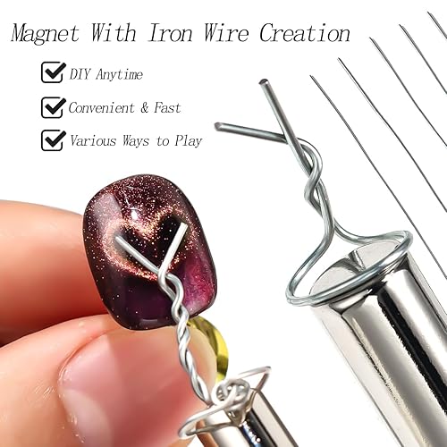 Miniatura 3 de Juego de 43 herramientas magnéticas para uñas, esmalte de uñas de gel de ojo de gato, bolígrafo magnético con alambre de hierro flexible, 3 en 1