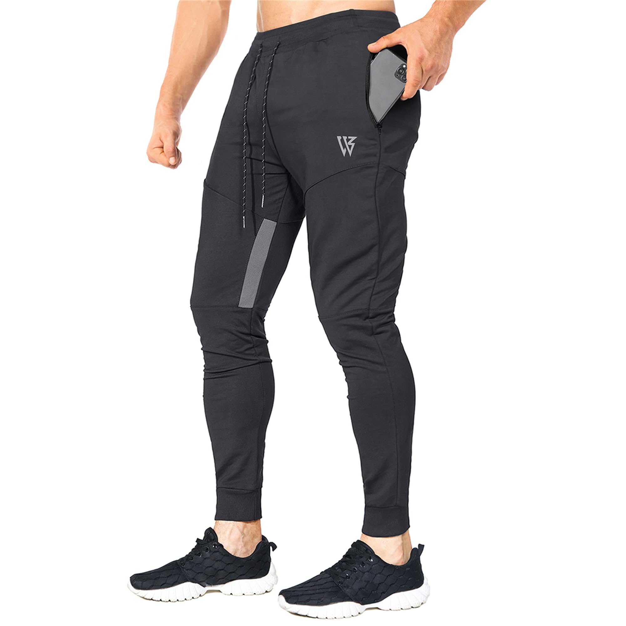 BROKIG AeroMaille Pantalon Jogging Homme Pantalons Sport avec Poches Zippées Hommes Survêtement Fitness Respirant Running