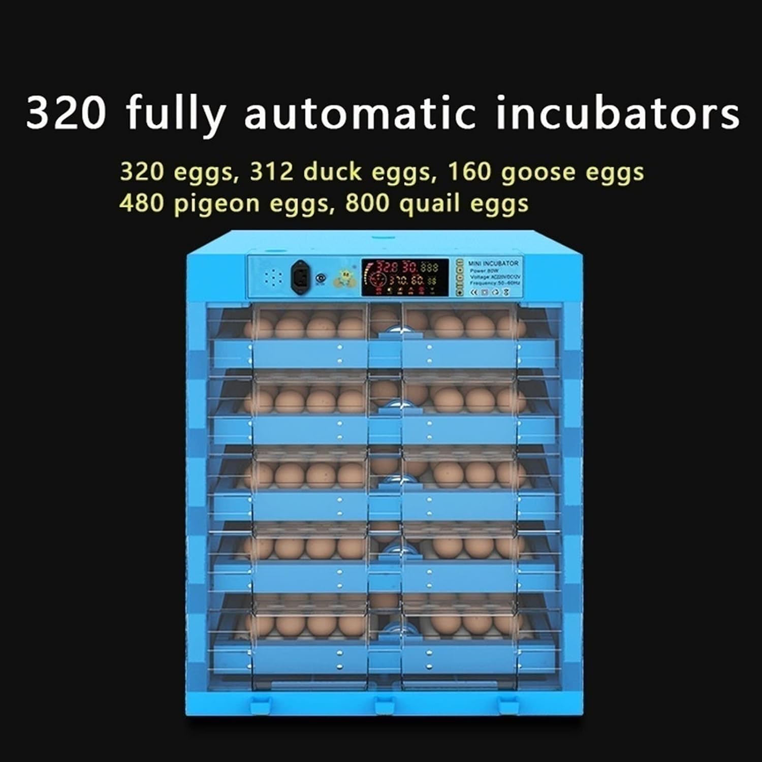Inkubator cyfrowy Inkubator do jaj 320 Sterowanie temperaturą jednym dotknięciem(Dual power supply)