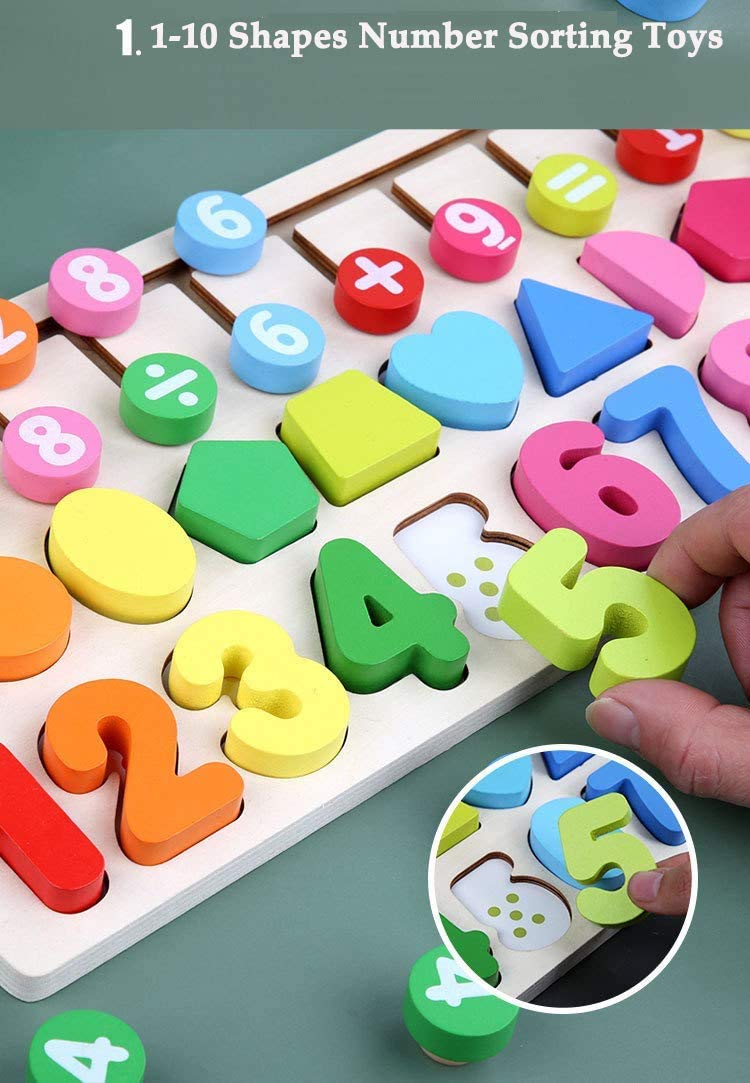 Felly Giochi Bambini 1 2 3 Anni, Giocattoli Educativi Montessori da Puzzle in Legno, Anelli impilabili per Imparare la Matematica Contare e Imparare i Colori, Giochi Educativo Set Regalo