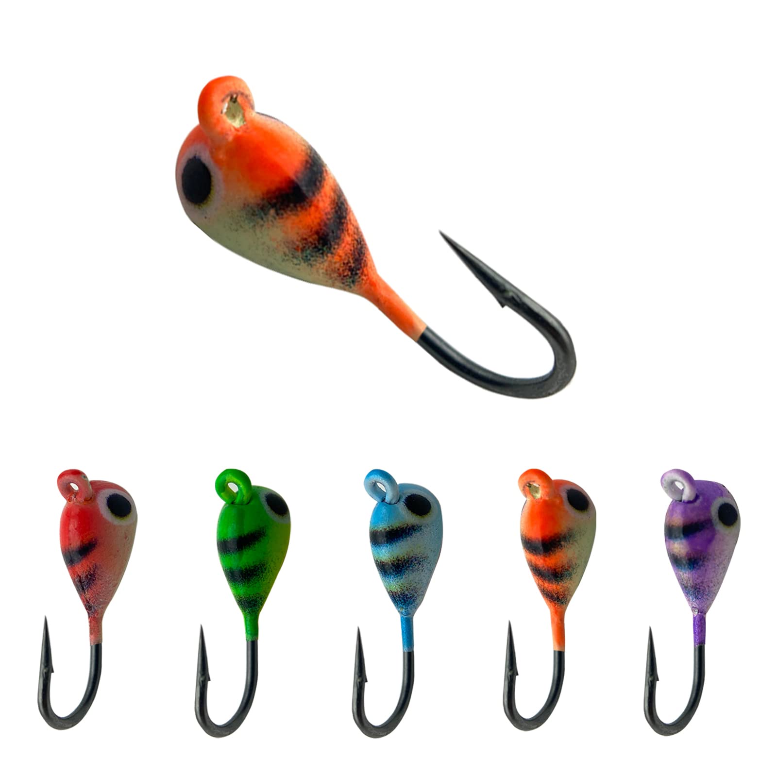 15 Pcs Ice Fishing Jigs for Panfish Walleye Sunfish Winter Ice Jigging Tackle Accessories Box Colorful Lead Jig Heads Glow Jigs for Ice Fishing