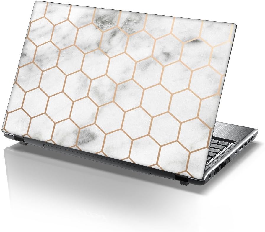 TaylorHe 15.6 inch 15 inch Laptop Skin Vinyl Decal with Colorful Patterns and Leather Effect Laminate MADE IN BRITAIN Marble Rosegold