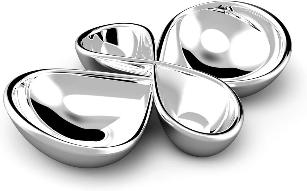 nambe Infinity Serving Trays | 2-Piece Set | Bowls Can Be Heated or Chilled | Serve Dips, Salsa, Appetizers, Olives and More | Made of Nambé Alloy | 16" L x 12” W | Designed by Wei Young