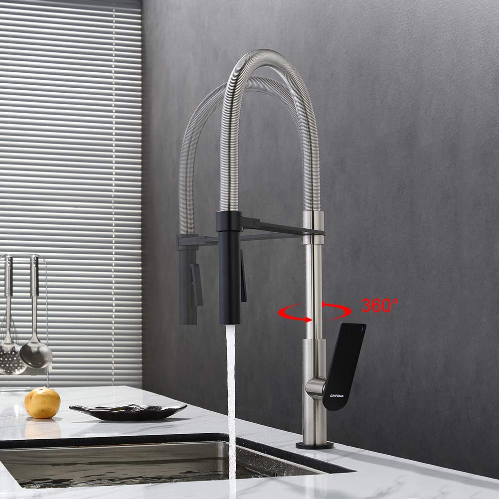 GRIFEMA G14001A Grifo cocina flexible, Gris, 3/8 de pulgada