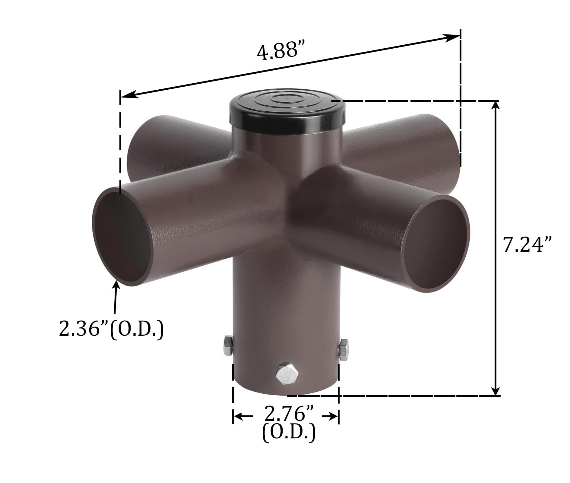 Quad 90 Degree Cross Shape Tenon Adapter for 4 Light Fixtures with 2-3/8