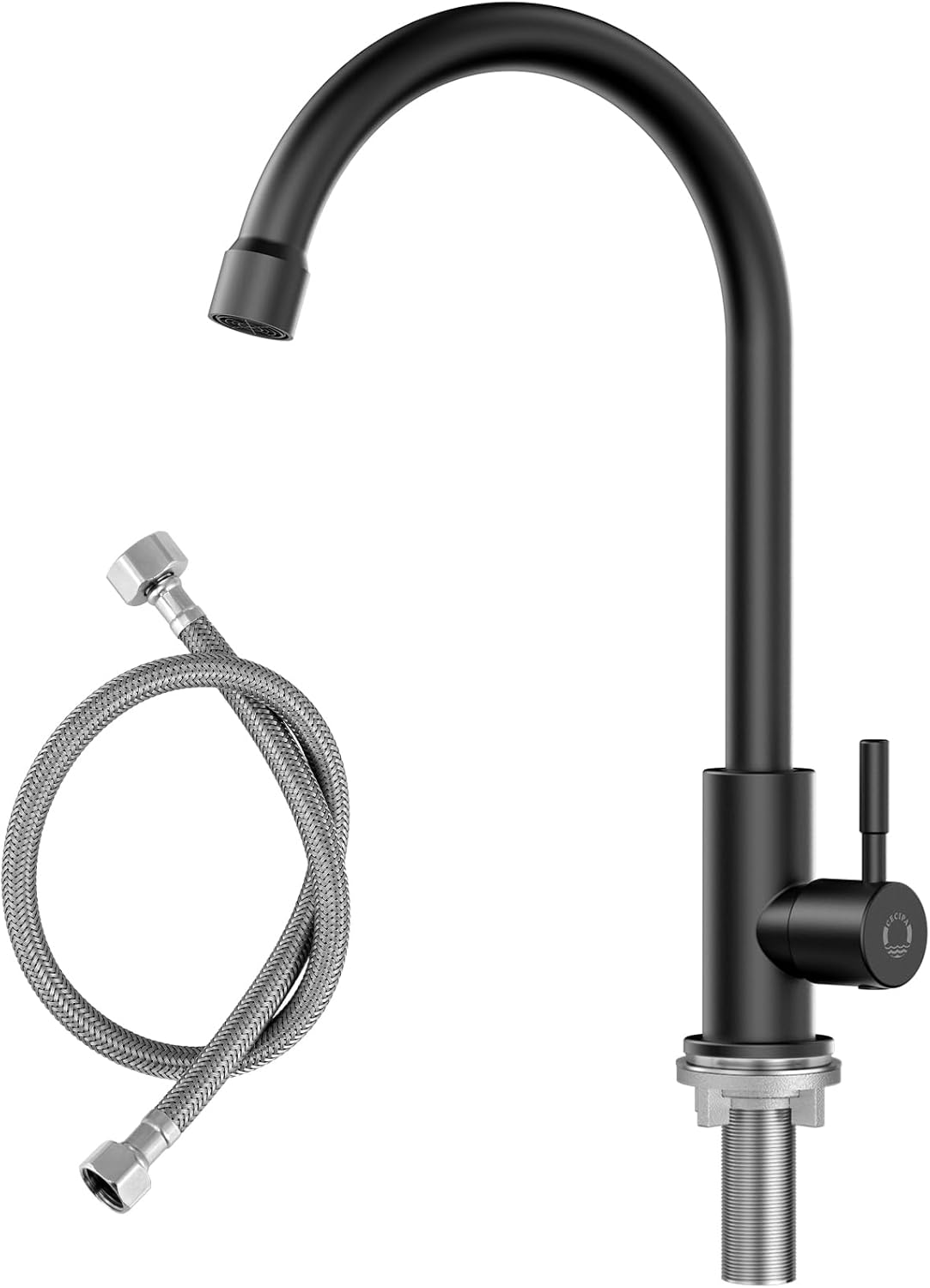 CECIPA Cold Water Tap Black, Tap Only for Cold Water with Stainless Steel Nuts 304, Tap Cold