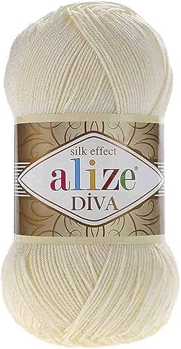 Alize Diva Silk Yarn - Hilo acrílico de microfibra para peso deportivo, hilo ligero y suave para tejer bufandas, ropa y manualidades, 1 madeja de