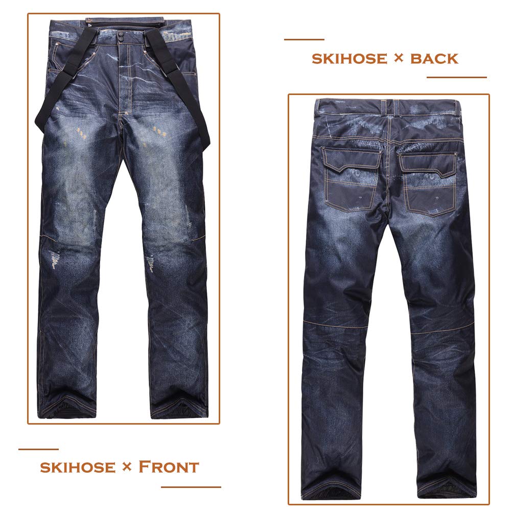 Casual Bretelles de Ski en Jean imperméable et Respirant pour Homme