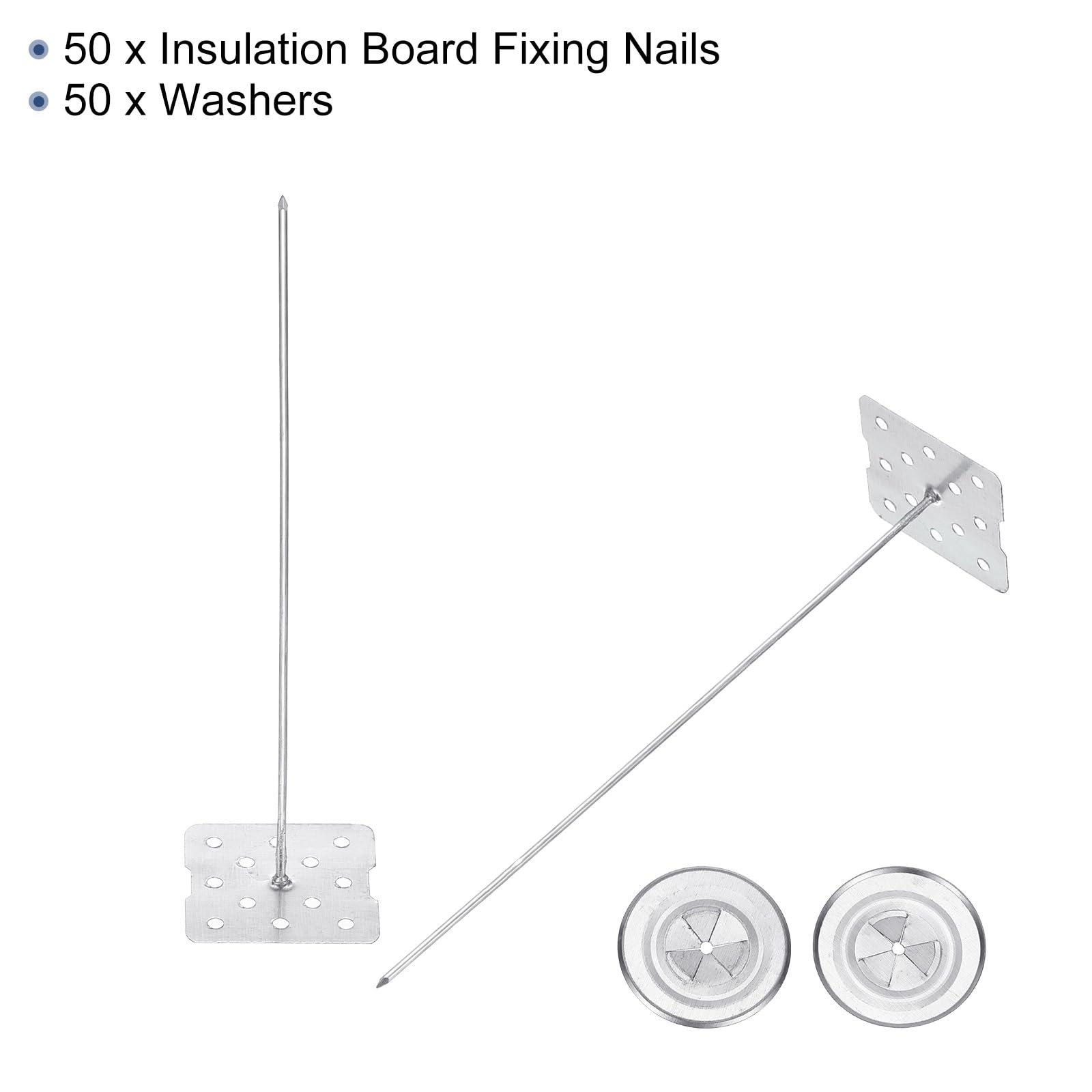PATIKIL 140mm Perforated Insulation Pins with Round Washer,50 Sets 2in Insulating Nails Wall Plug for Fixing Foam Boards to Wall or Ceiling - Image 3