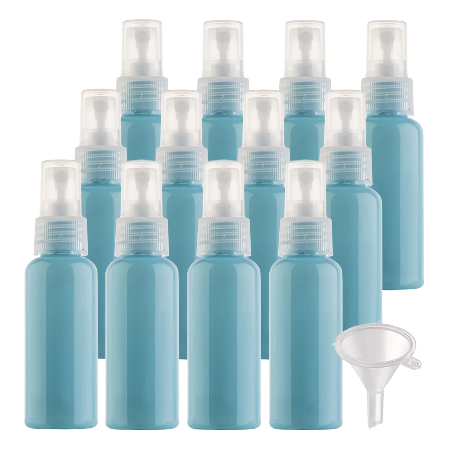 100 Stück 50ml Sprühflasche Blau Leer Feinen Nebel Sprühflasche Reise Zerstäuber Klein Plastik Nebel Parfümzerstäuber Reiseflaschen mit Trichter