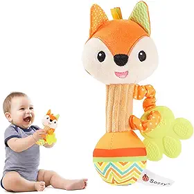Teethers Brinquedo Chocalho Tecido Mordedor Raposa Para Bebe