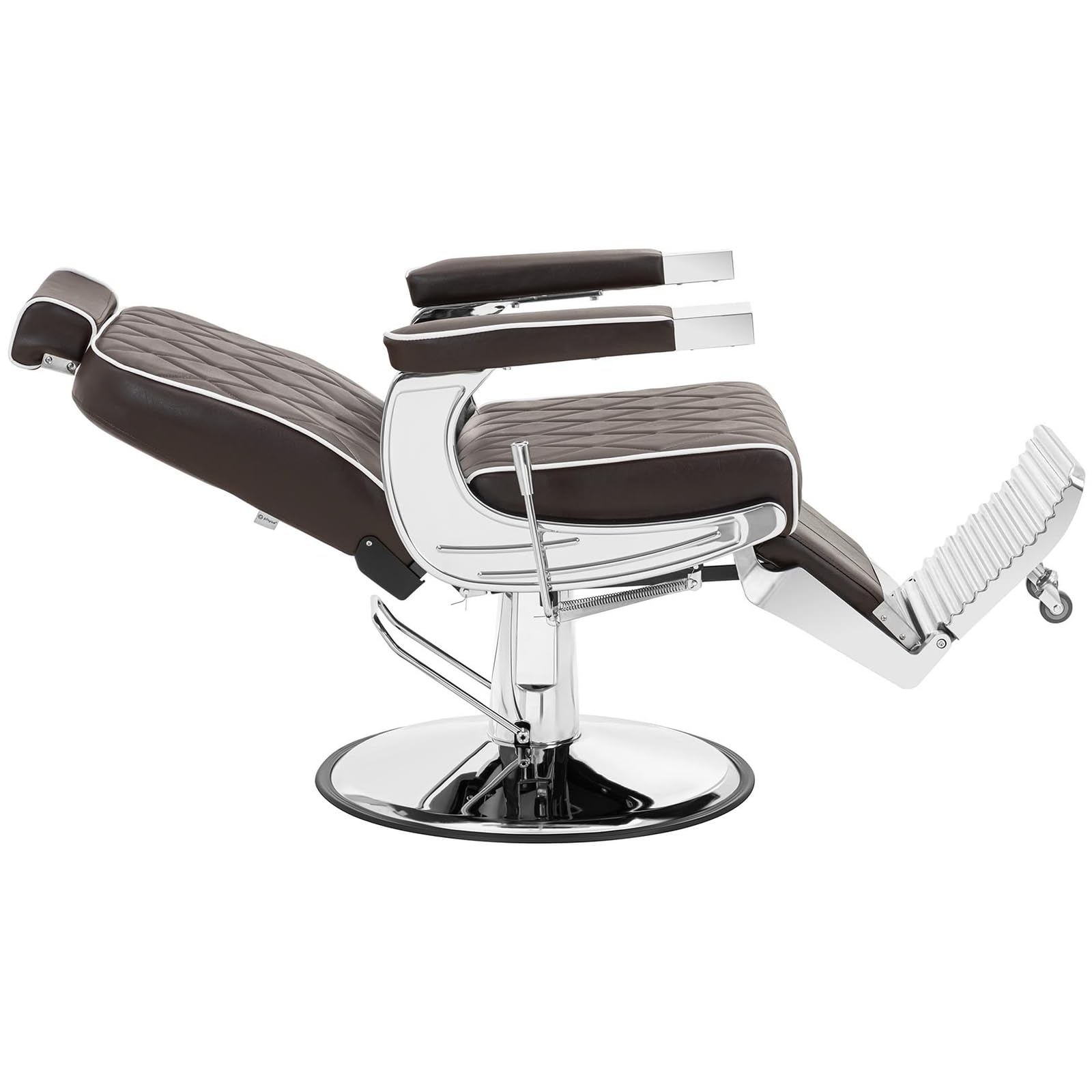 Physa FOXLEY Brown Sillón de peluquería Styling marrón con reposapiés y Altura Regulable de 58 a 71 cm para hasta 150 kg Sillón de barbería Silla de peluquería Silla de barbería